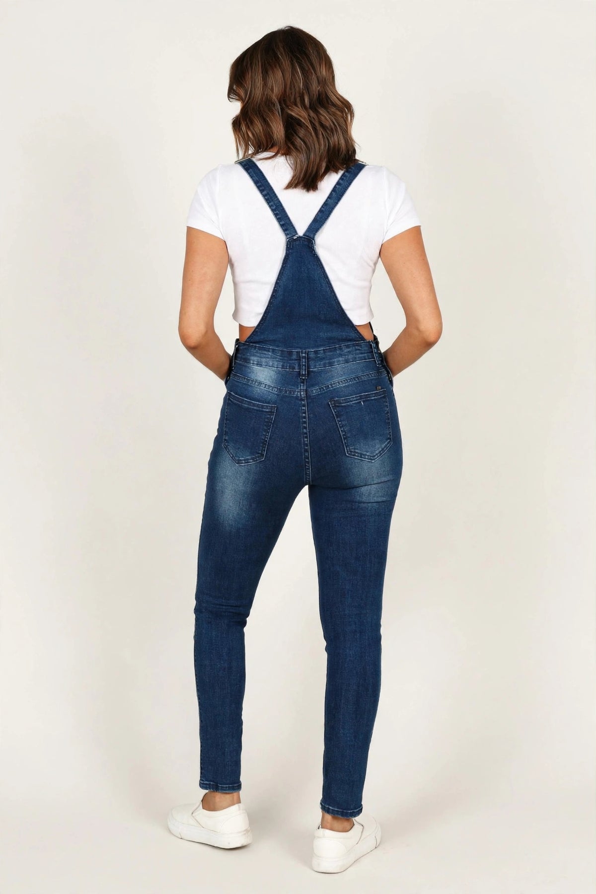 Trendy Distressed Denim Skinny Fit Overalls