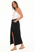 Longline Fron Slit Denim Skirt Women
