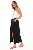 Longline Fron Slit Denim Skirt Women