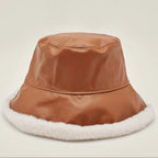Faux Leather Winter Bucket Hat – Cozy, Stylish & Weather-Ready
