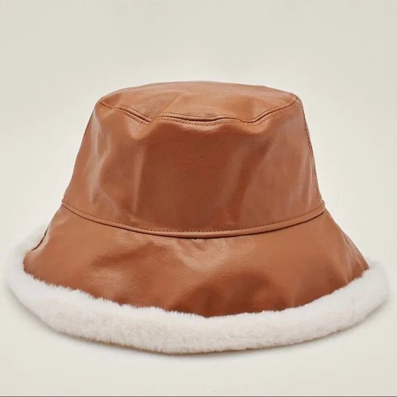 Faux Leather Winter Bucket Hat – Cozy, Stylish & Weather-Ready