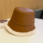 Faux Leather Winter Bucket Hat – Cozy, Stylish & Weather-Ready