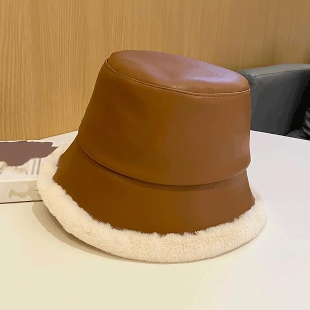 Faux Leather Winter Bucket Hat – Cozy, Stylish & Weather-Ready