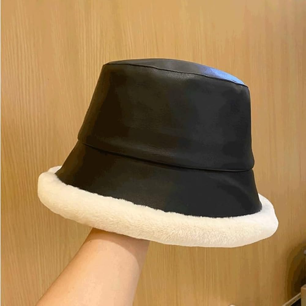 Faux Leather Winter Bucket Hat – Cozy, Stylish & Weather-Ready