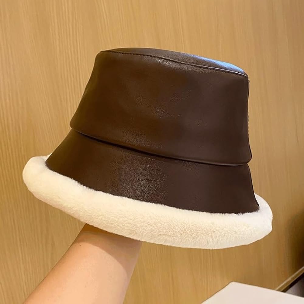Faux Leather Winter Bucket Hat – Cozy, Stylish & Weather-Ready