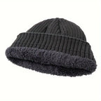 Thick Ribbed Beanie with Fleece Lining – R Logo Style