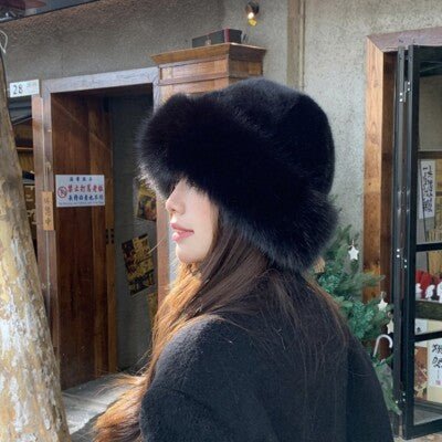 Women Solid Plush Faux Fur Hat Mongolian Hat Fluffy