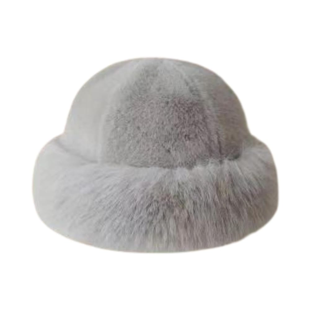 Women Solid Plush Faux Fur Hat Mongolian Hat Fluffy