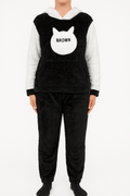 Fluffy Hooded Two Toned Sleepwear Set
