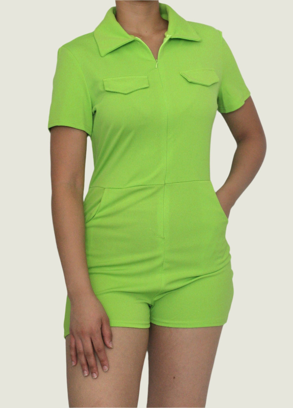 CurveFit Bodycon Romper – Sleek & Stylish Zip-Up Jumpsuit | Trendy & Comfortable Fit