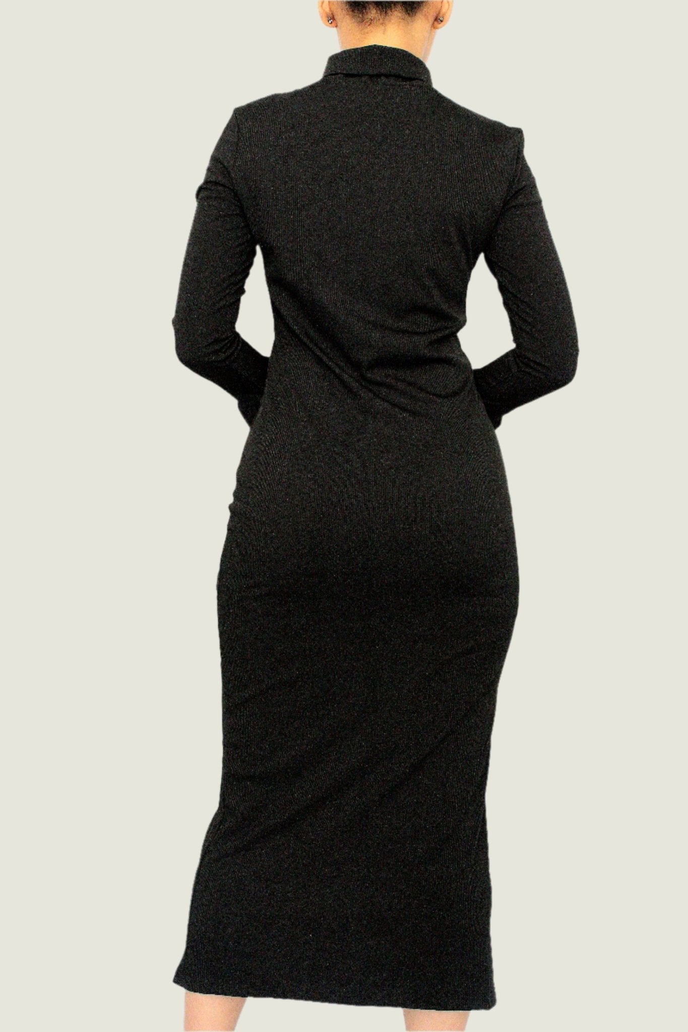 Elegant Long Sleeve Midi Dress With Flared Sleeves