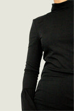 Elegant Long Sleeve Midi Dress With Flared Sleeves