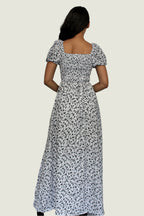 Ditsy Floral Puffed Short Sleeve Maxi Dress