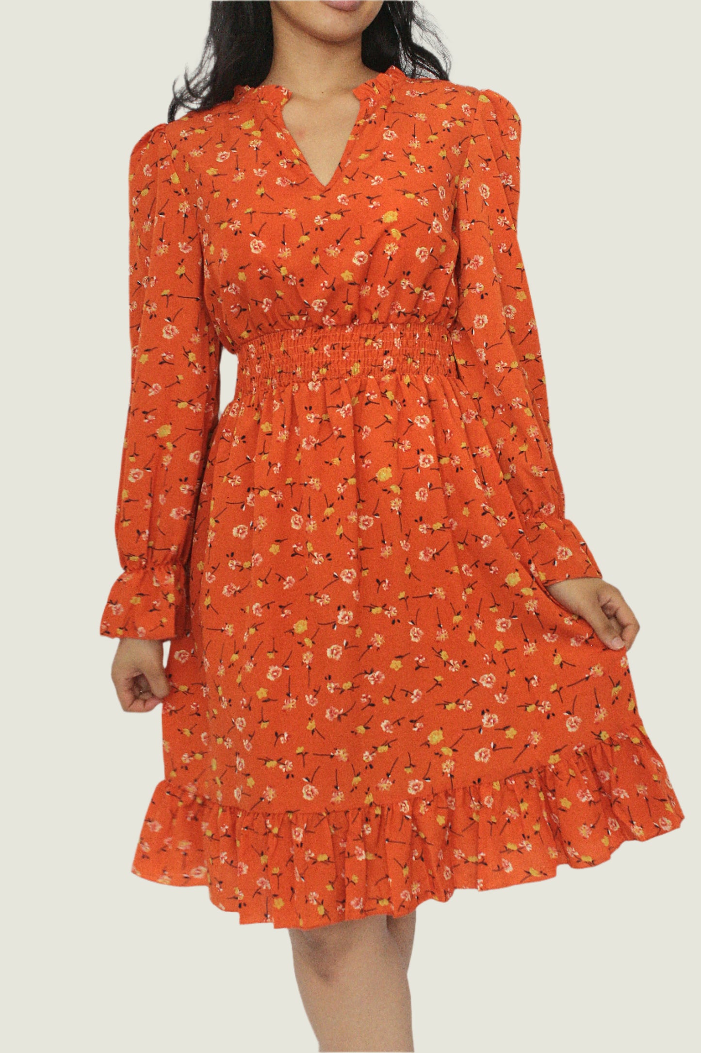 Floral Smocked Waist Midi Dress