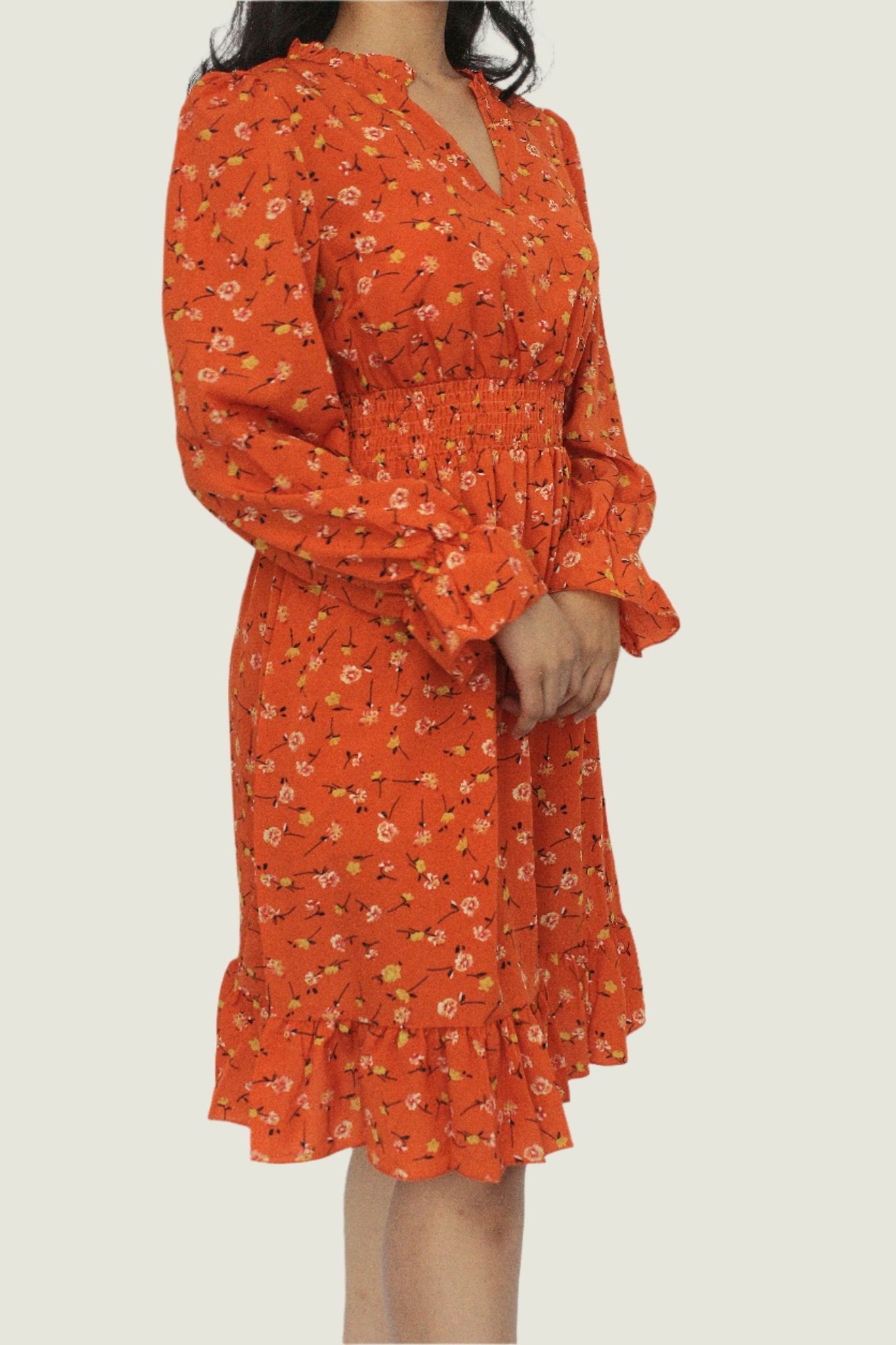Floral Smocked Waist Midi Dress
