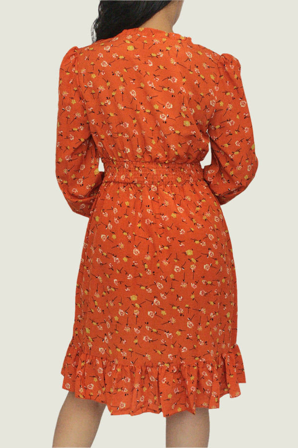 Floral Smocked Waist Midi Dress