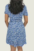 Chic Patterned Wrap Dress – Short Sleeve V-Neck Summer Essential