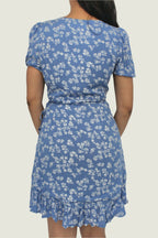 Chic Patterned Wrap Dress – Short Sleeve V-Neck Summer Essential