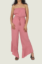 Effortless Summer Chic Ruffled Strapless Jumpsuit
