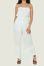 Effortless Summer Chic Ruffled Strapless Jumpsuit
