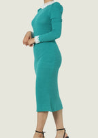 Classic Elegant Lace Trim Midi Dress