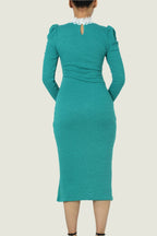 Classic Elegant Lace Trim Midi Dress