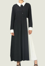 Contrast Pleated Shirt Dress – Bold, Stylish & Sophisticated