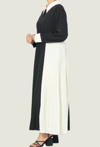 Contrast Pleated Shirt Dress – Bold, Stylish & Sophisticated