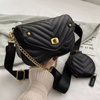 Quilted Crossbody Bag with Coin Purse – Trendy & Functional Set 8001#