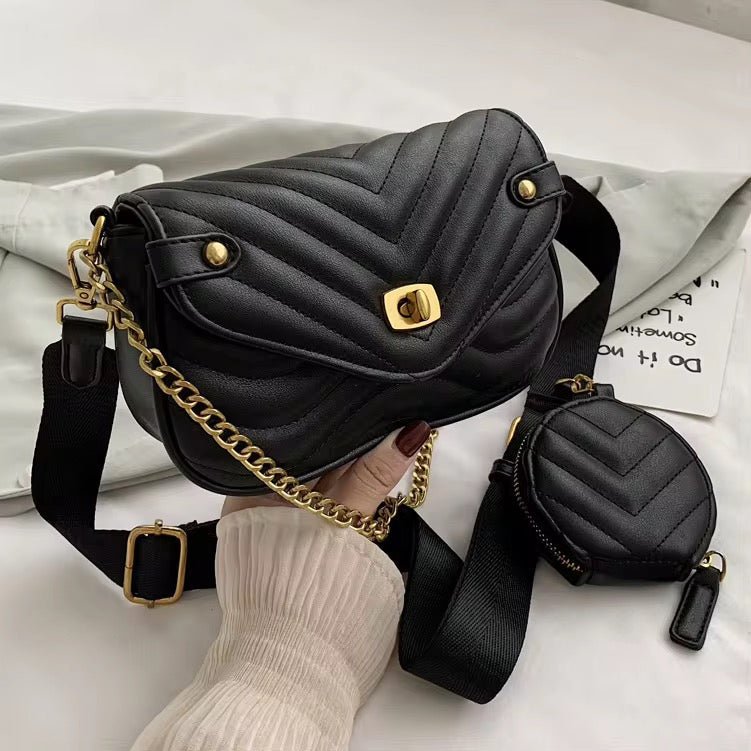 Quilted Crossbody Bag with Coin Purse – Trendy & Functional Set 8001#