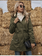 Women's Plus Size Faux-Fur Trim Hooded Parka Jacket