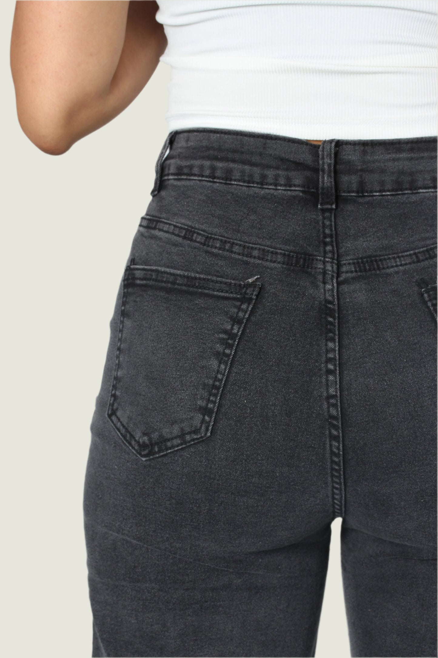 High-Waisted Wide-Leg Dark Grey Jeans