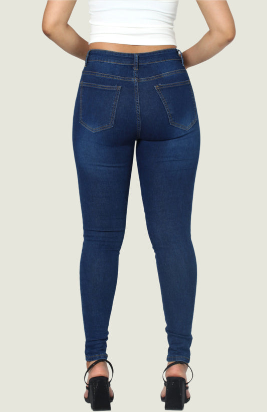 Women's Blue Stretch High Rise Skinny Jeans – Comfortable & Stylish Fit