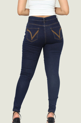 Dark Blue High Rise Skinny Fit  Denim Jeans
