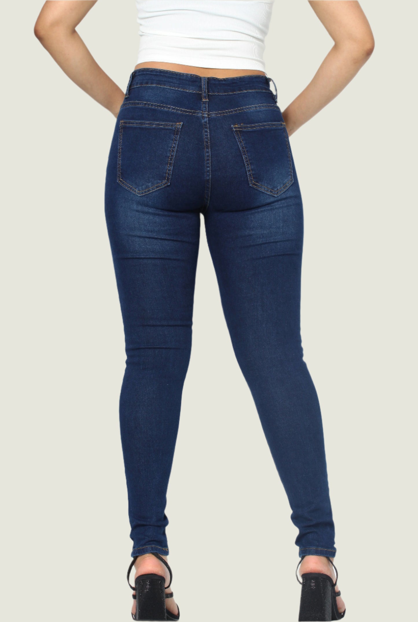 Zipper Fly High Wasit Skinny Jeans