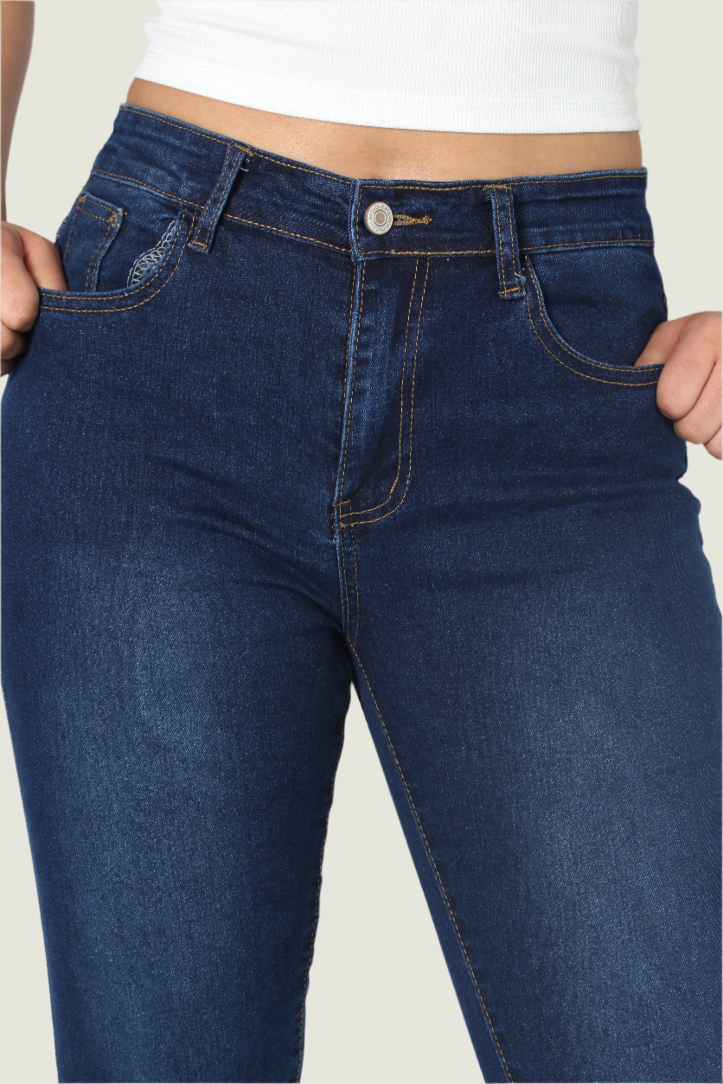 Zipper Fly High Wasit Skinny Jeans