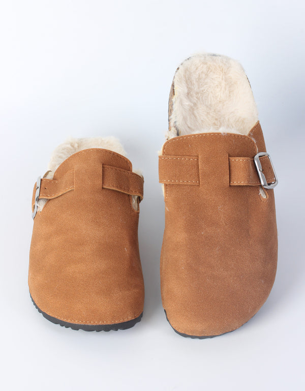 Cozy Buckled Slip-On Fleece Lined Clogs