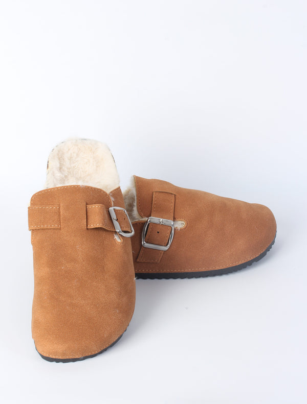 Cozy Buckled Slip-On Fleece Lined Clogs