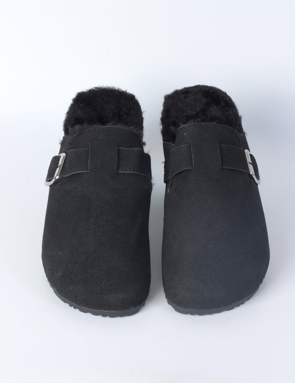 Cozy Buckled Slip-On Fleece Lined Clogs