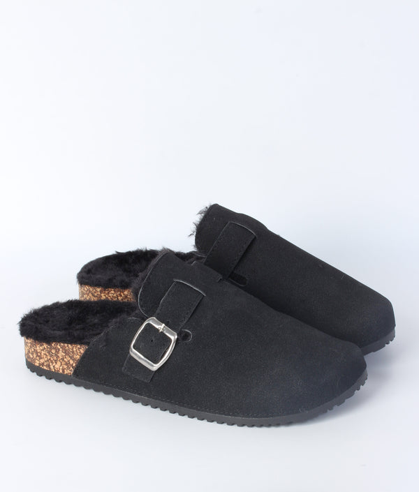 Cozy Buckled Slip-On Fleece Lined Clogs