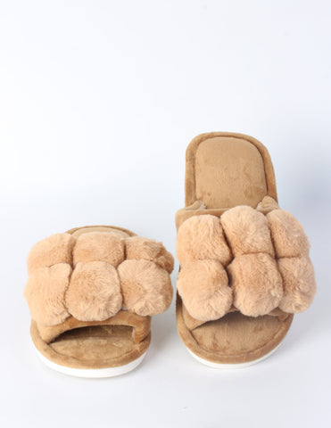 Plush Pom-Pom Slide Slippers for Cozy Comfort