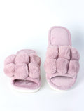 Plush Pom-Pom Slide Slippers