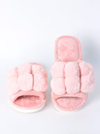 Plush Pom-Pom Slide Slippers