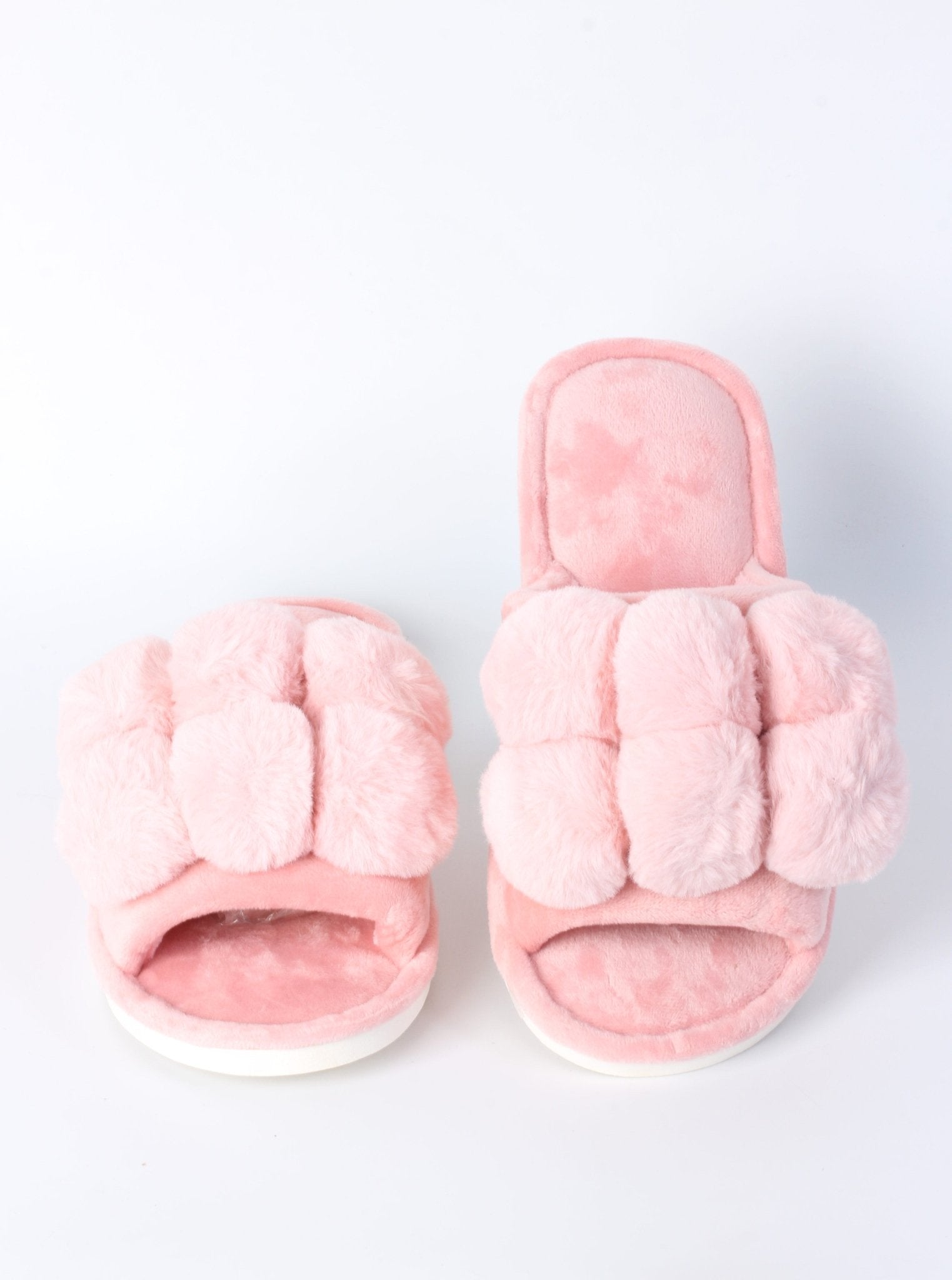 Plush Pom-Pom Slide Slippers