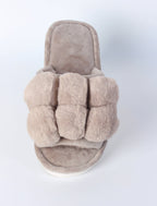 Plush Pom-Pom Slide Slippers