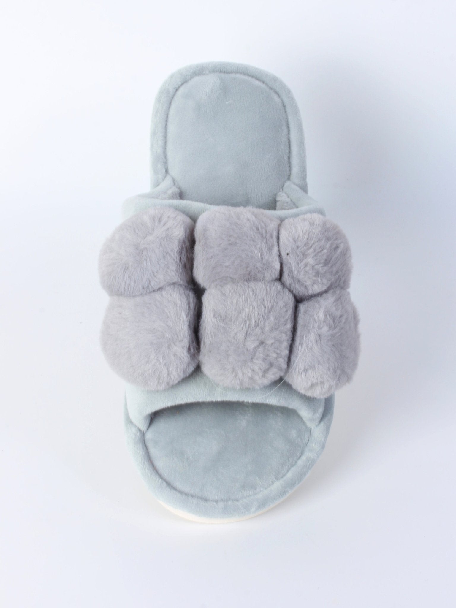 Plush Pom-Pom Slide Slippers