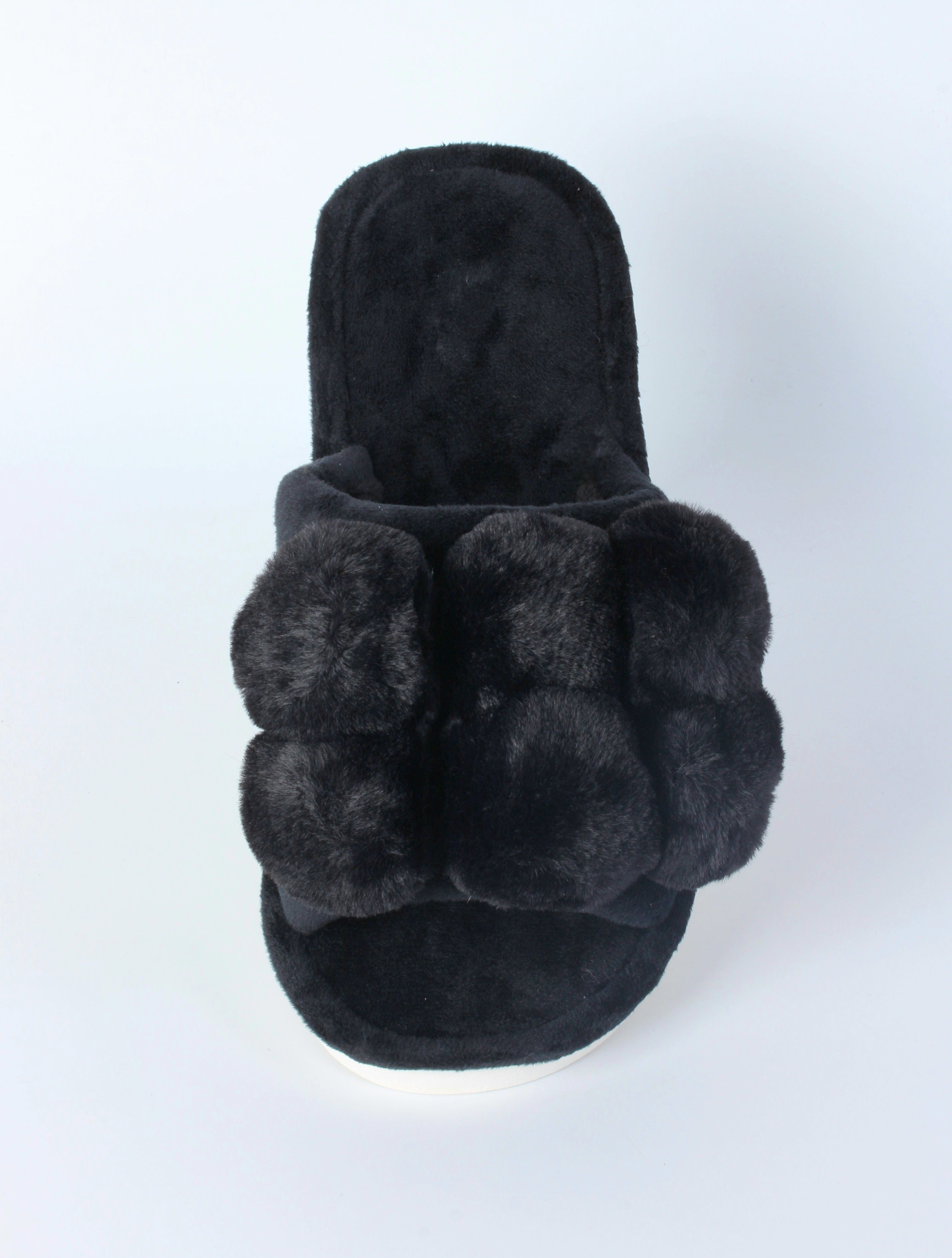 Plush Pom-Pom Slide Slippers