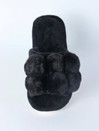 Plush Pom-Pom Slide Slippers