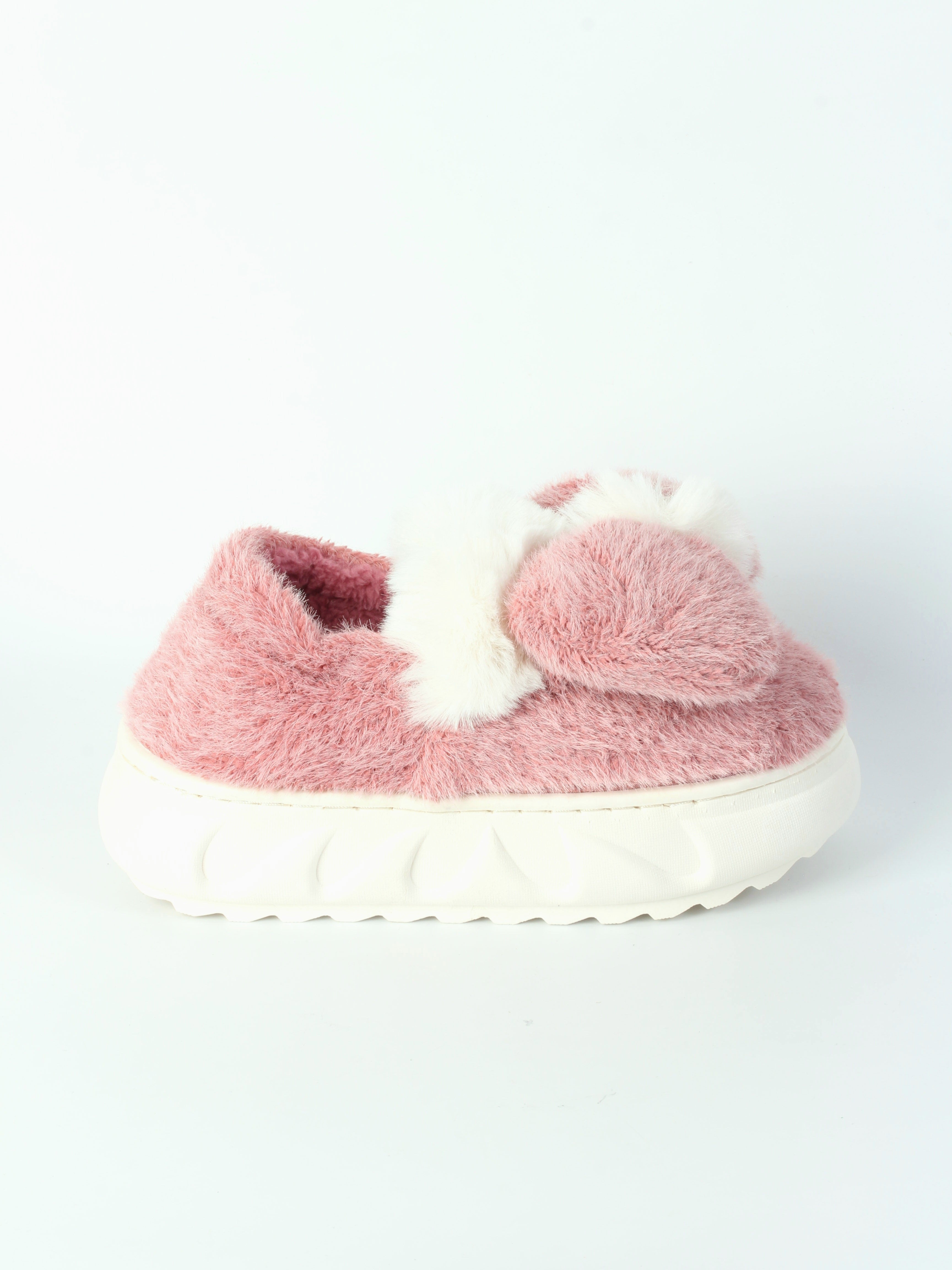 Plush Bow Platform Slippers 
