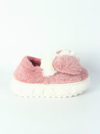 Plush Bow Platform Slippers 